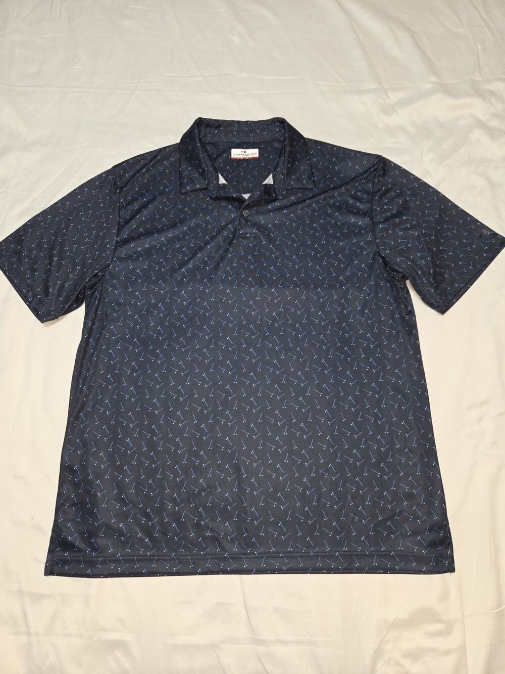 Grand Slam Golf Men's Short Sleeve Polo Shirt Xl Golf Clubs And Balls Pattern